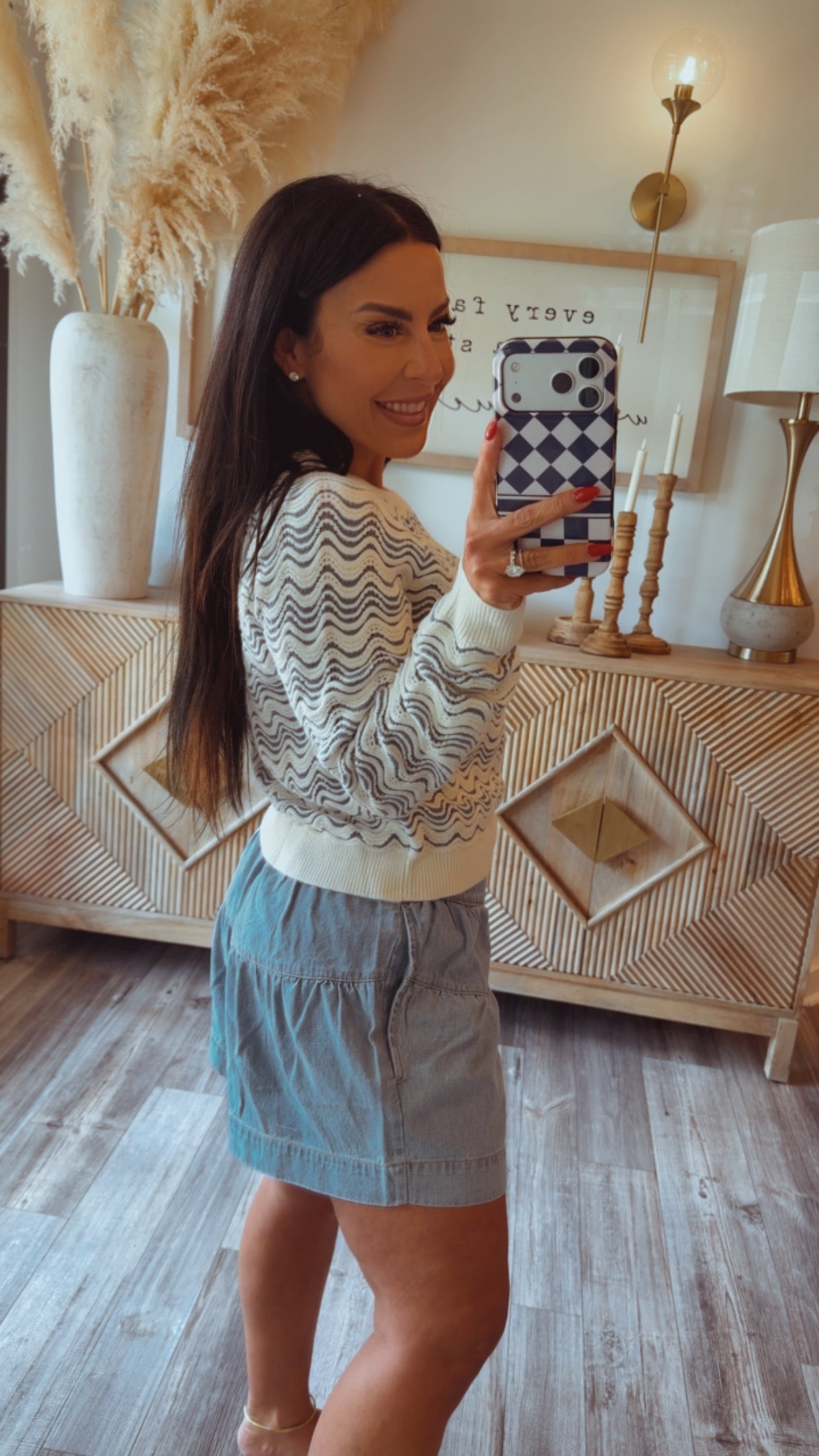 Stitch and CO Navy And Beige Knit Sweater Top