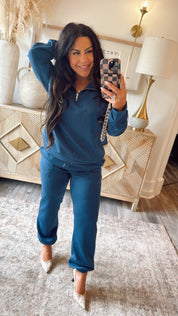 Dark Royal Blue 1/4 Zip Jacket and Pants Set