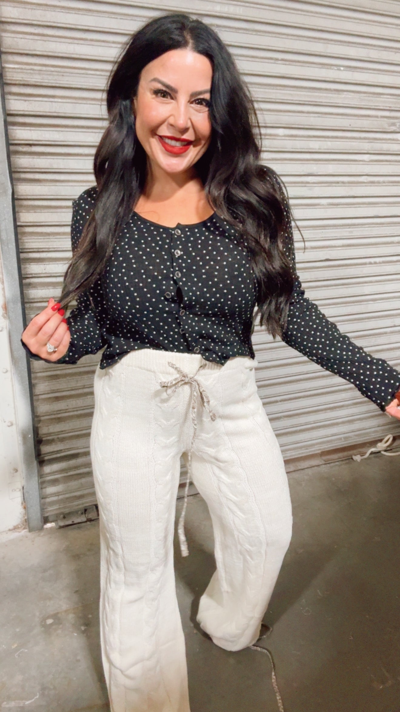 Long Sleeve Button Up Polka Dot POL Top 30A