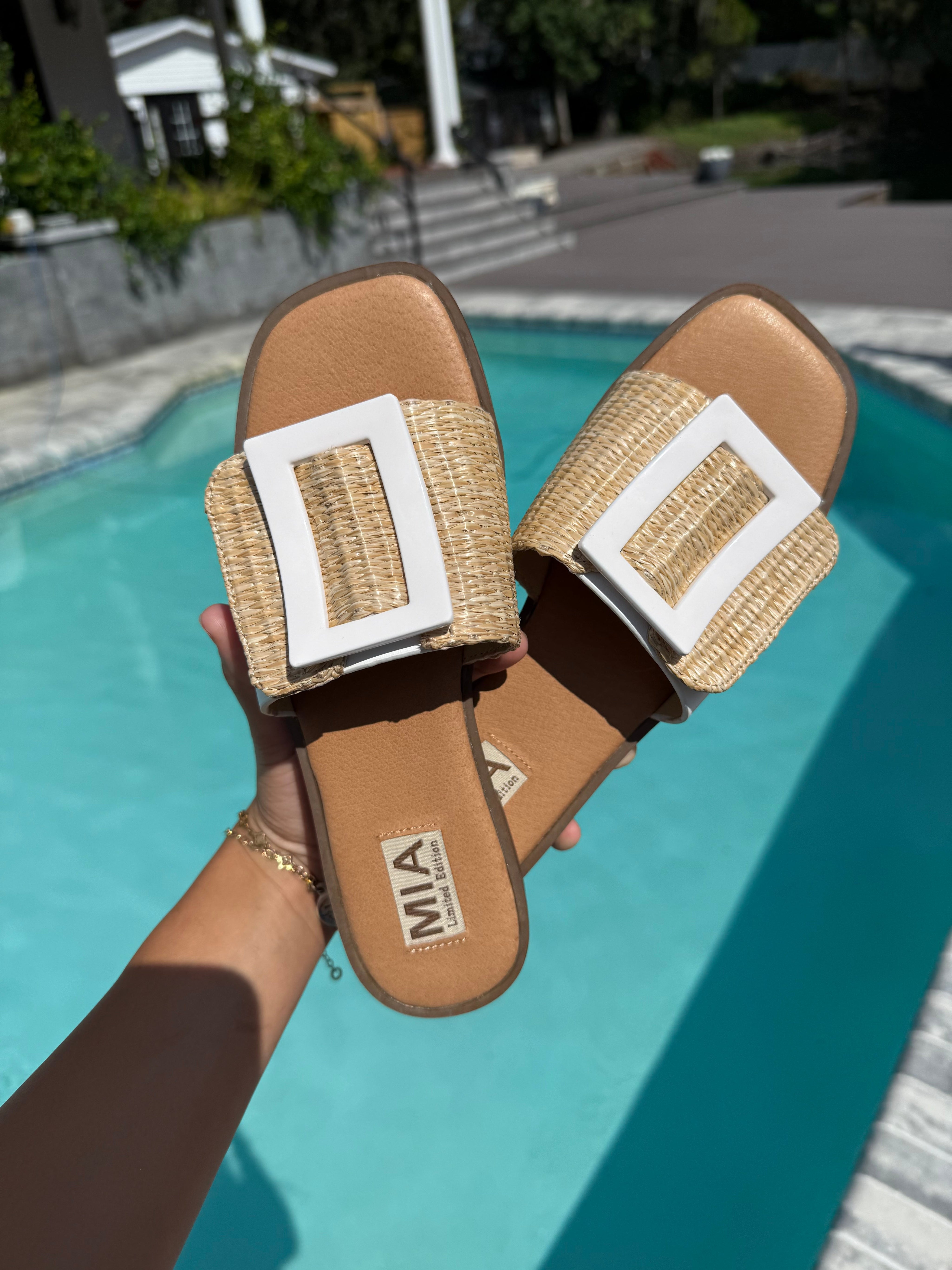 Mia Natural Whicker Sandals