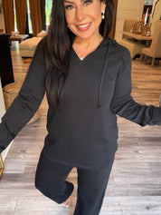 Black French Terry Vintage Tunic Hoodie