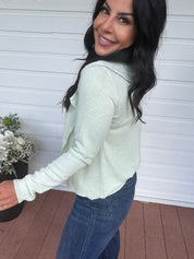 Light Green Knit Two piece Cami Tank And Sweater Top Set