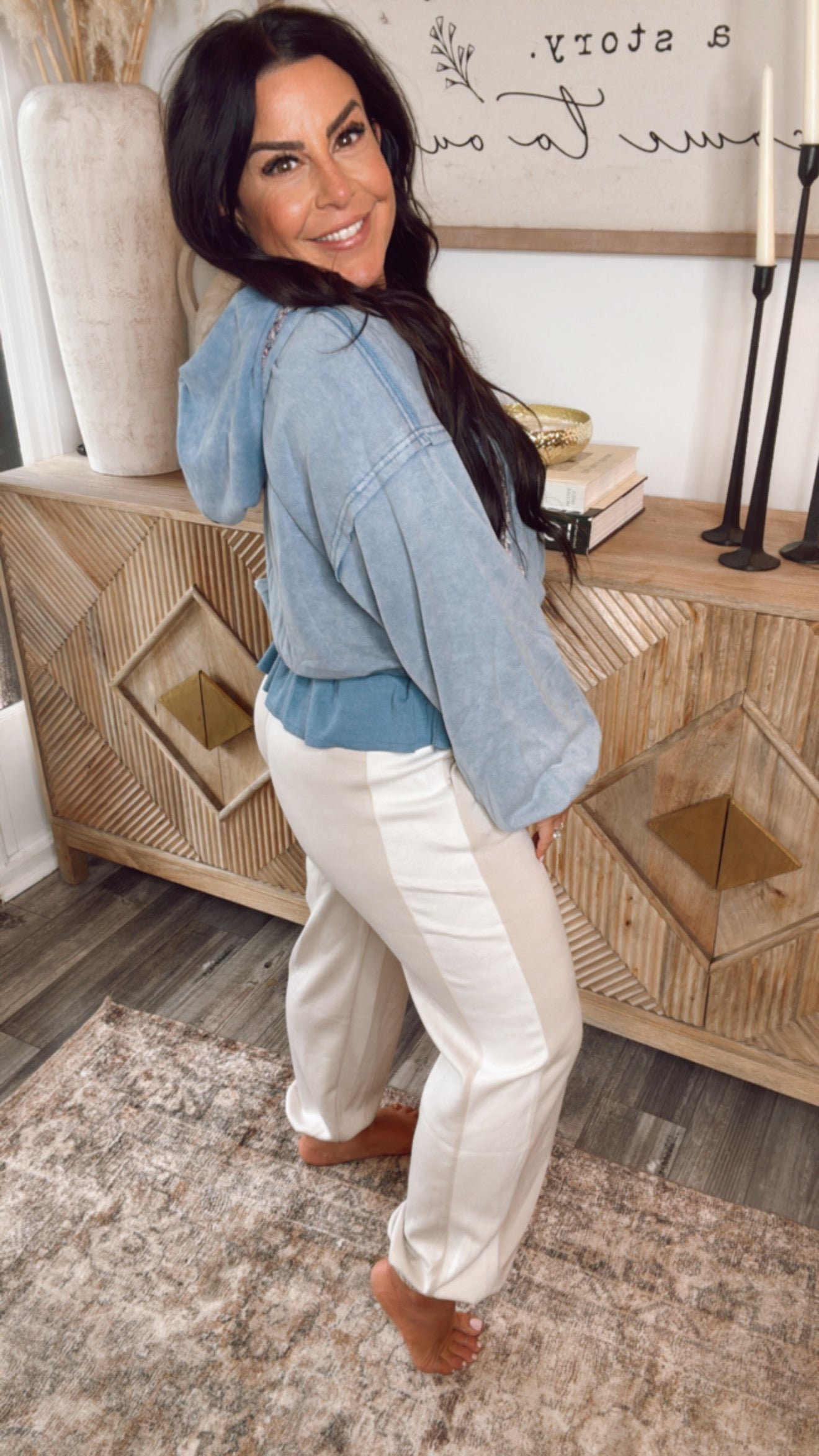 Stone Wash Cream Joggers