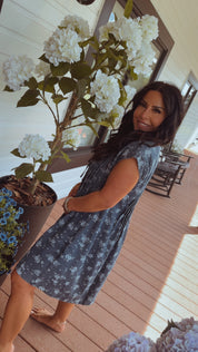 Chic Denim and Floral Jean Dress