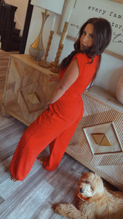 True Red Top and Jogger Rae Mode Set