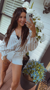 Mica Denim White Raw Hem High Rise Shorts