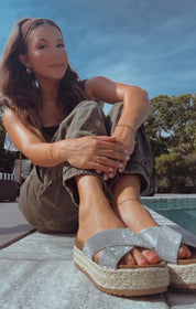 Diva Crystal Double Cross  Strap Sandals