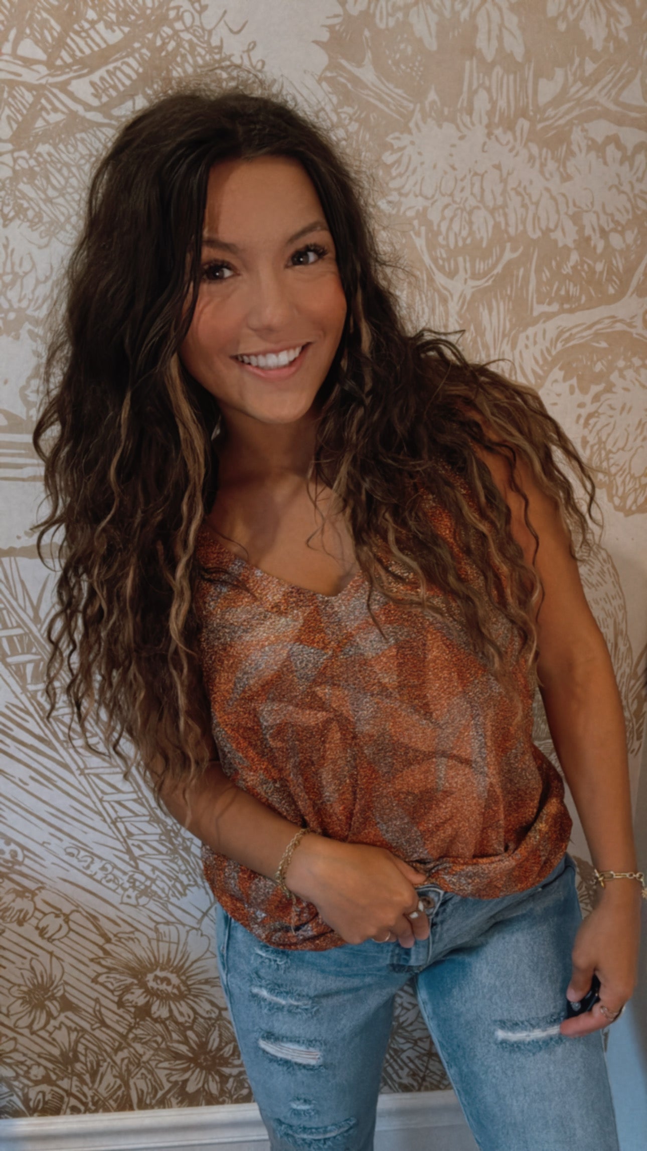 Rust and Mocha Sleeveless Tank