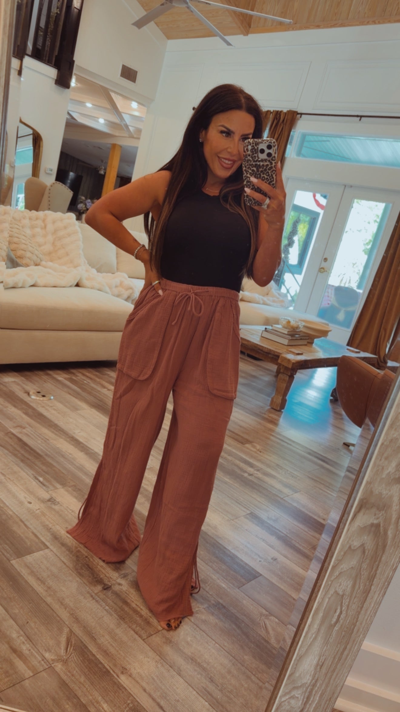 Chic Mauve Linen Joggers