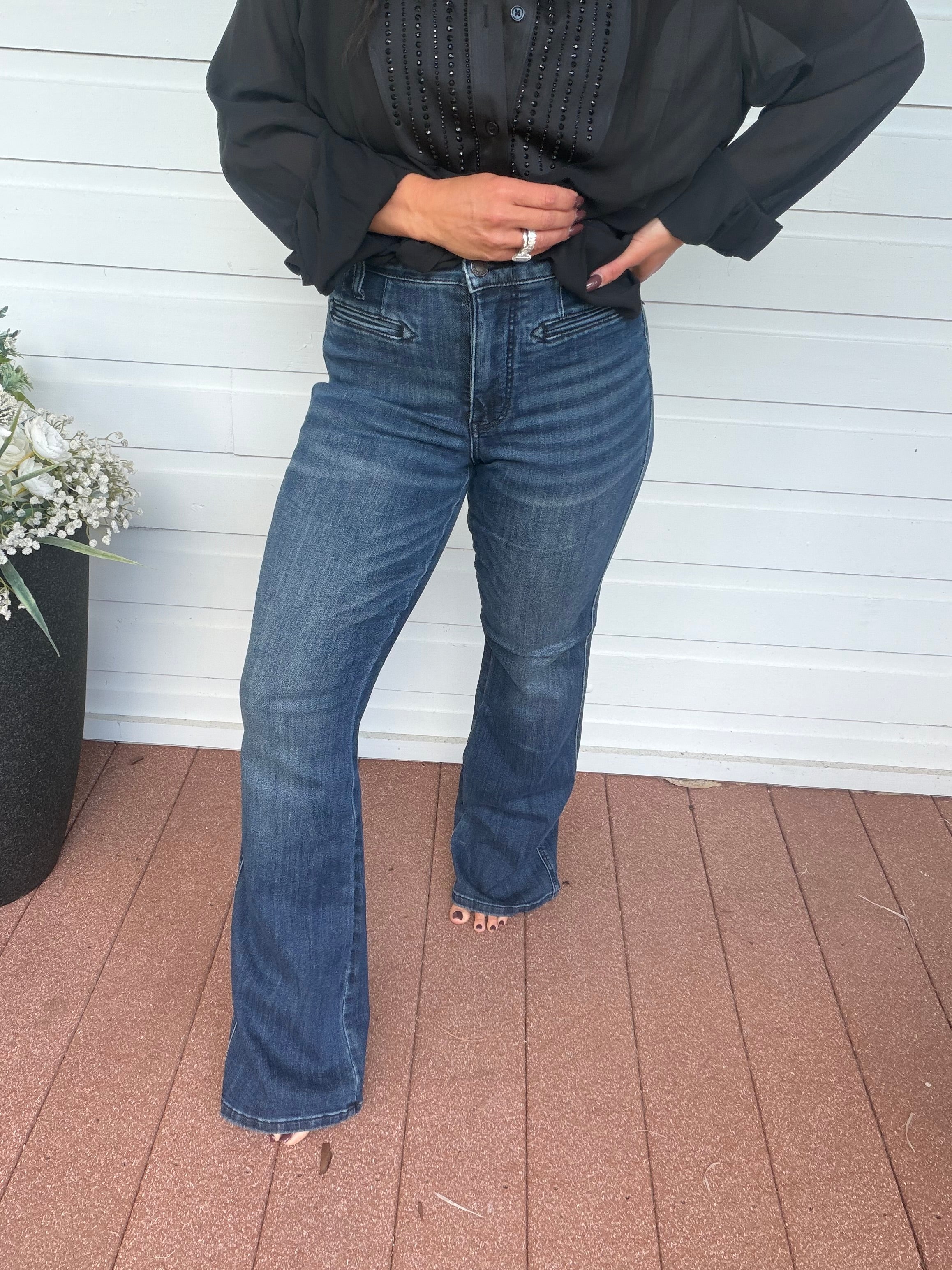 Judy Blue High Waist Alex Boot Cut Dark Wash Jeans