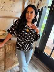 Chic Black and White Polka Dot Top