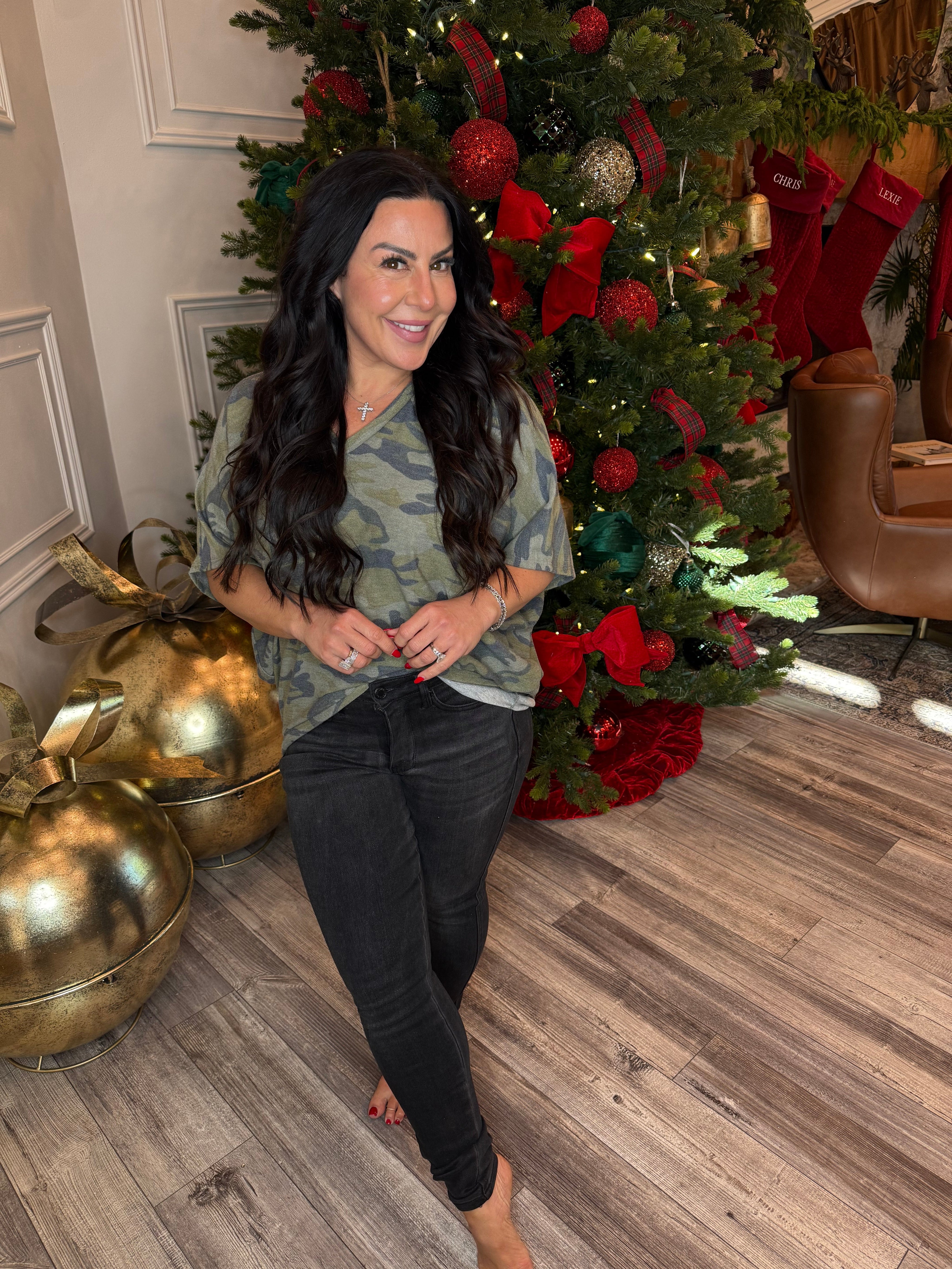 Ultra Soft Camo Vneck Top