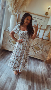 Chic White and Cheetah Tiered Dress