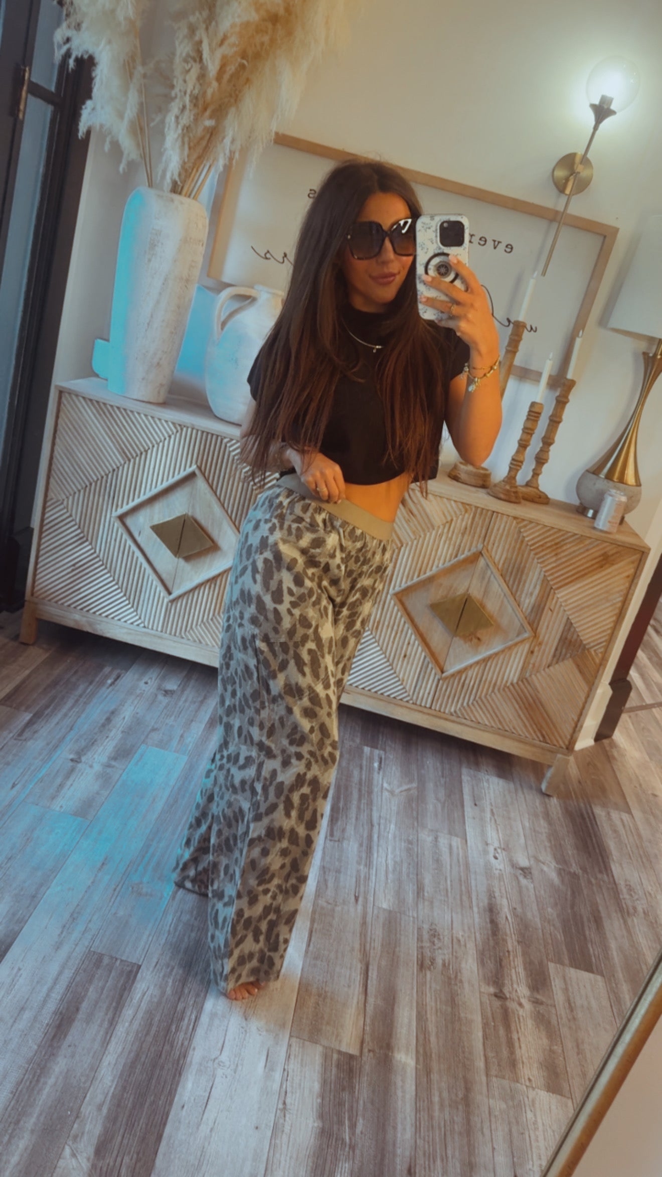 Denim Charcoal Wide Leg Pants