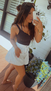 Off White Eyelet Lace Shorts