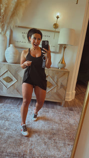Sassy Black Athletic Dress With Shorts