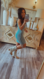 Sassy Acid Wash Tassel Dress