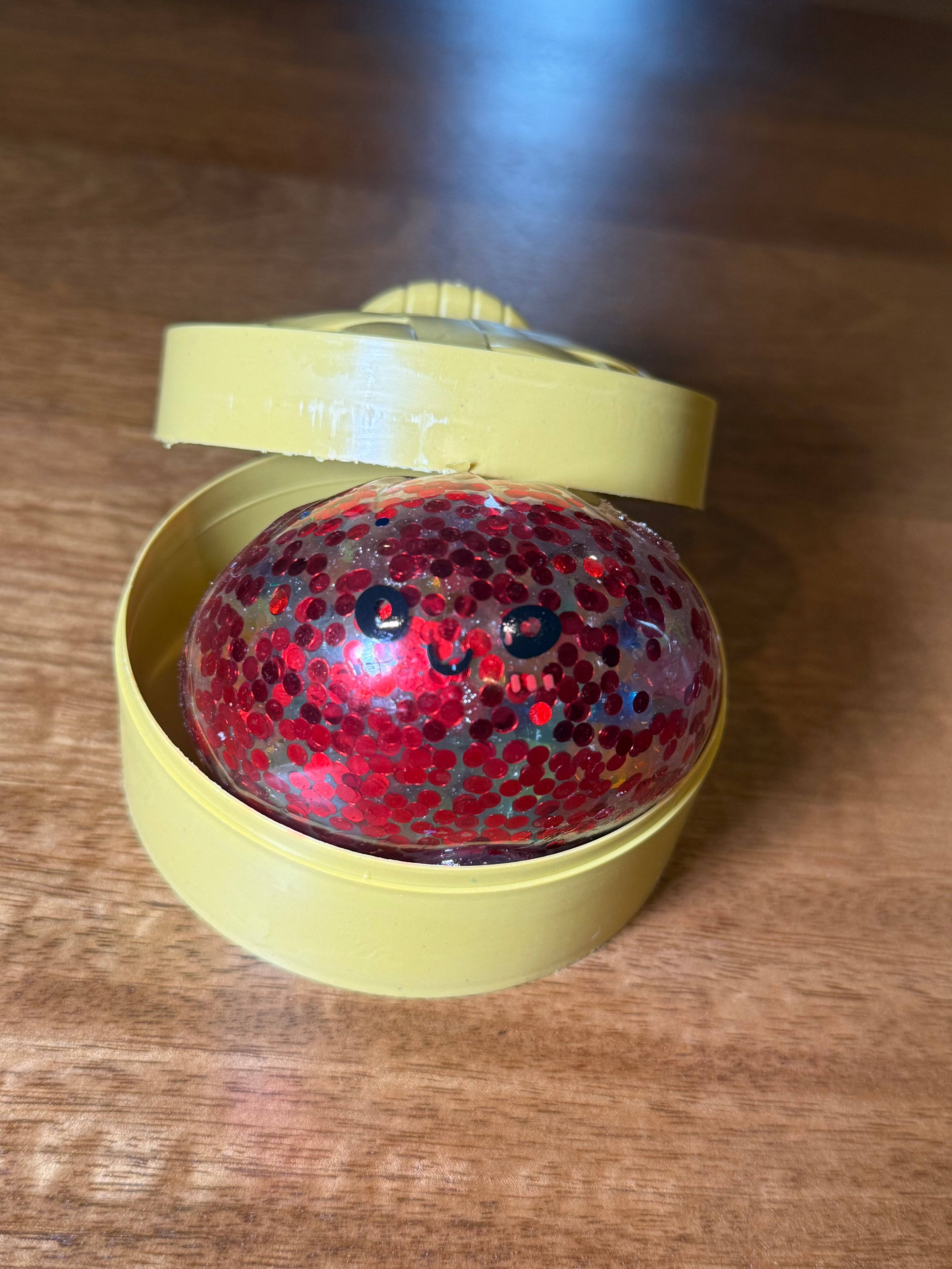 Red Glitter W/Multicolor Orbes Dumpling