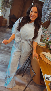 POL Linen Embroidered Pants