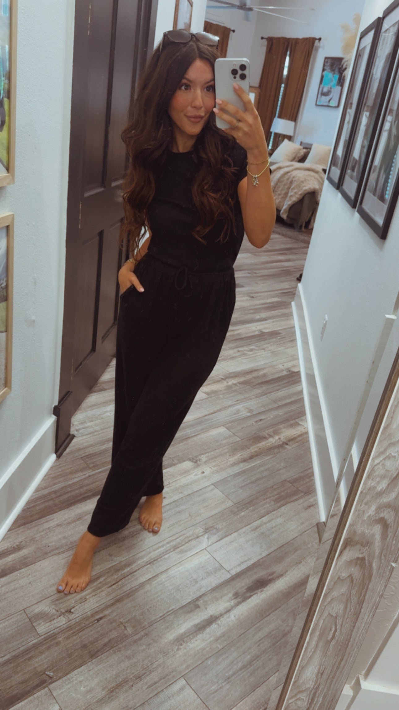 Black Ribbed Ultra Stretch Short Sleeve Top