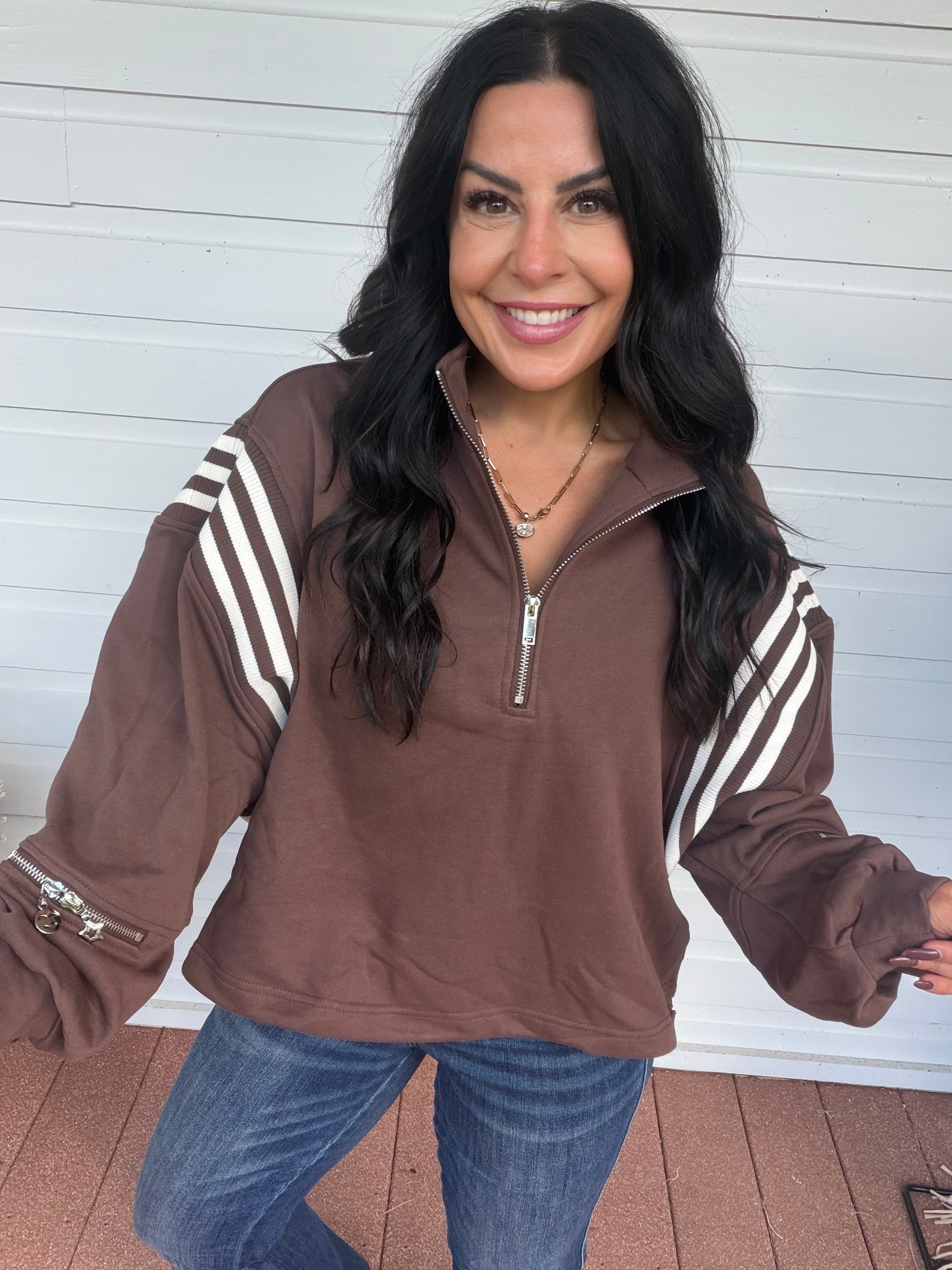 Ultra Soft Brown Quarter Zip Jacket