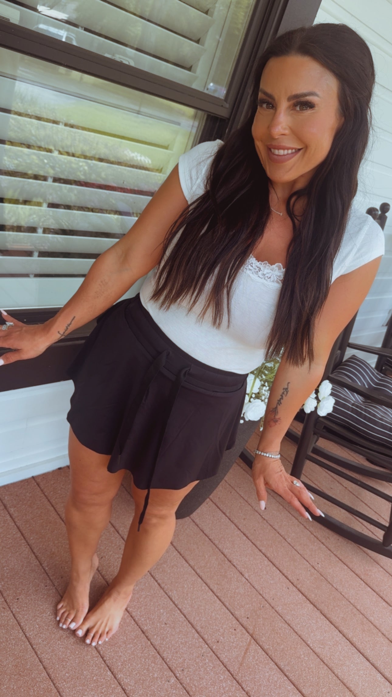 Black Flutter Short Athletic Skort