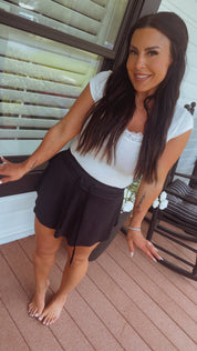 Black Flutter Short Athletic Skort