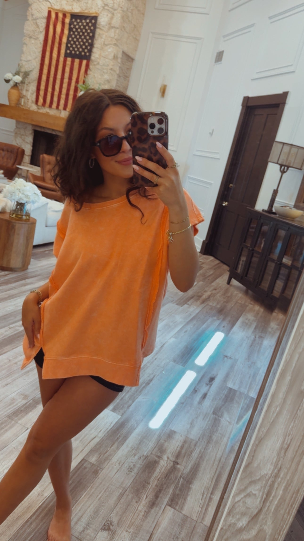 Ultra Soft Coral Acid Wash Oversize Top