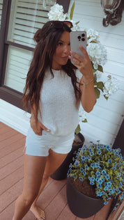 Cream Ultra Soft Sleeveless Top