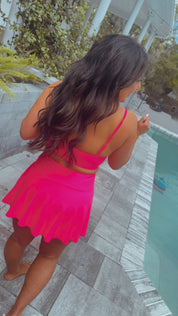 Neon Pink Two Piece Bathing Suit