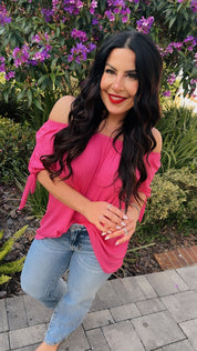 Chic Off shoulder Fuchsia Everyday Top