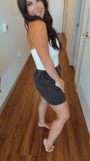 Cozy Co Black Acid Wash Knit Shorts