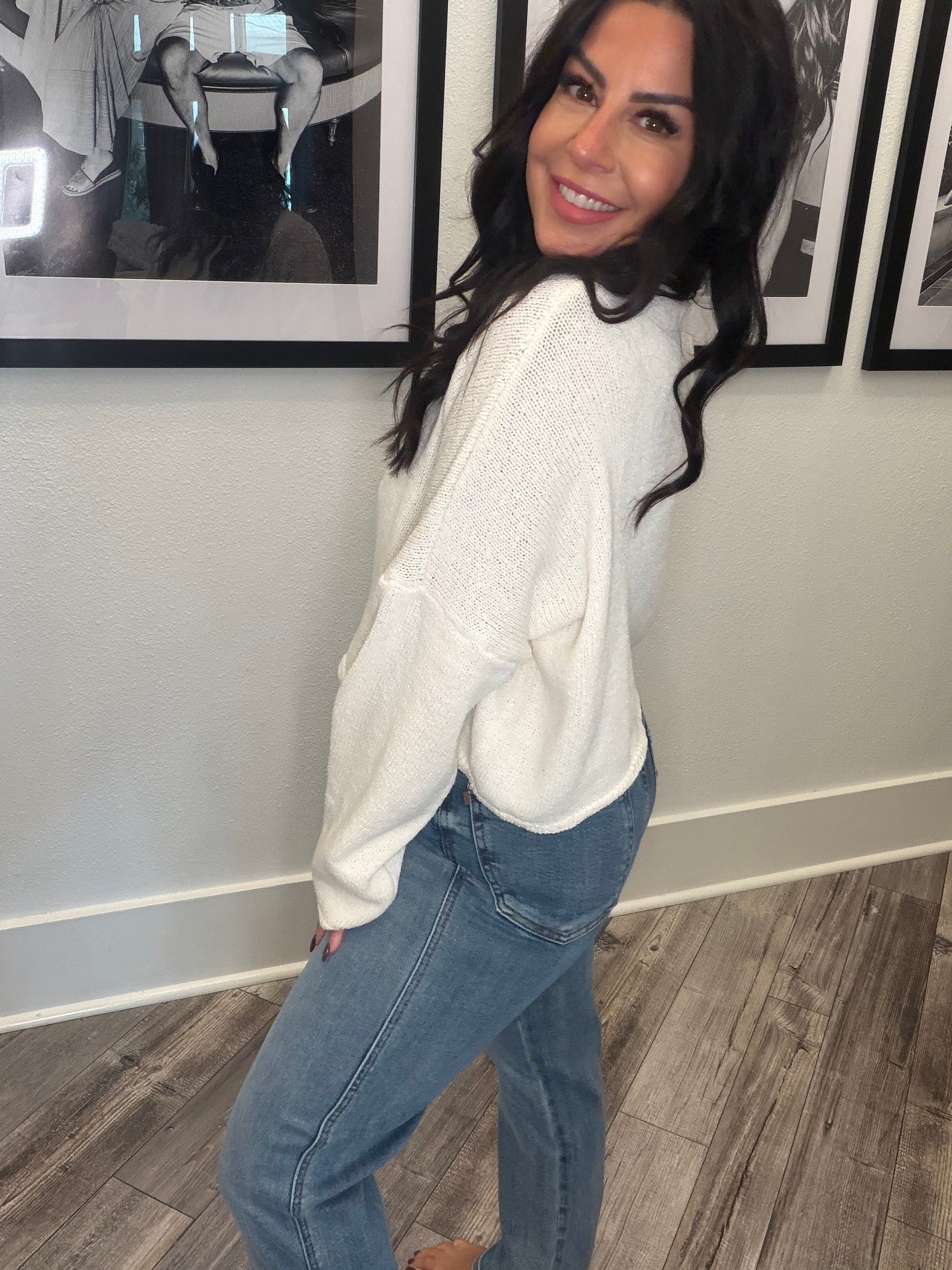 Beige Knit Long Sleeve Lightweight Sweater