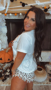 Ultra Soft White Graphic Top Whatever Spices Your Pumpkin