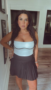 Sassy White and Black Trim Crop Tank