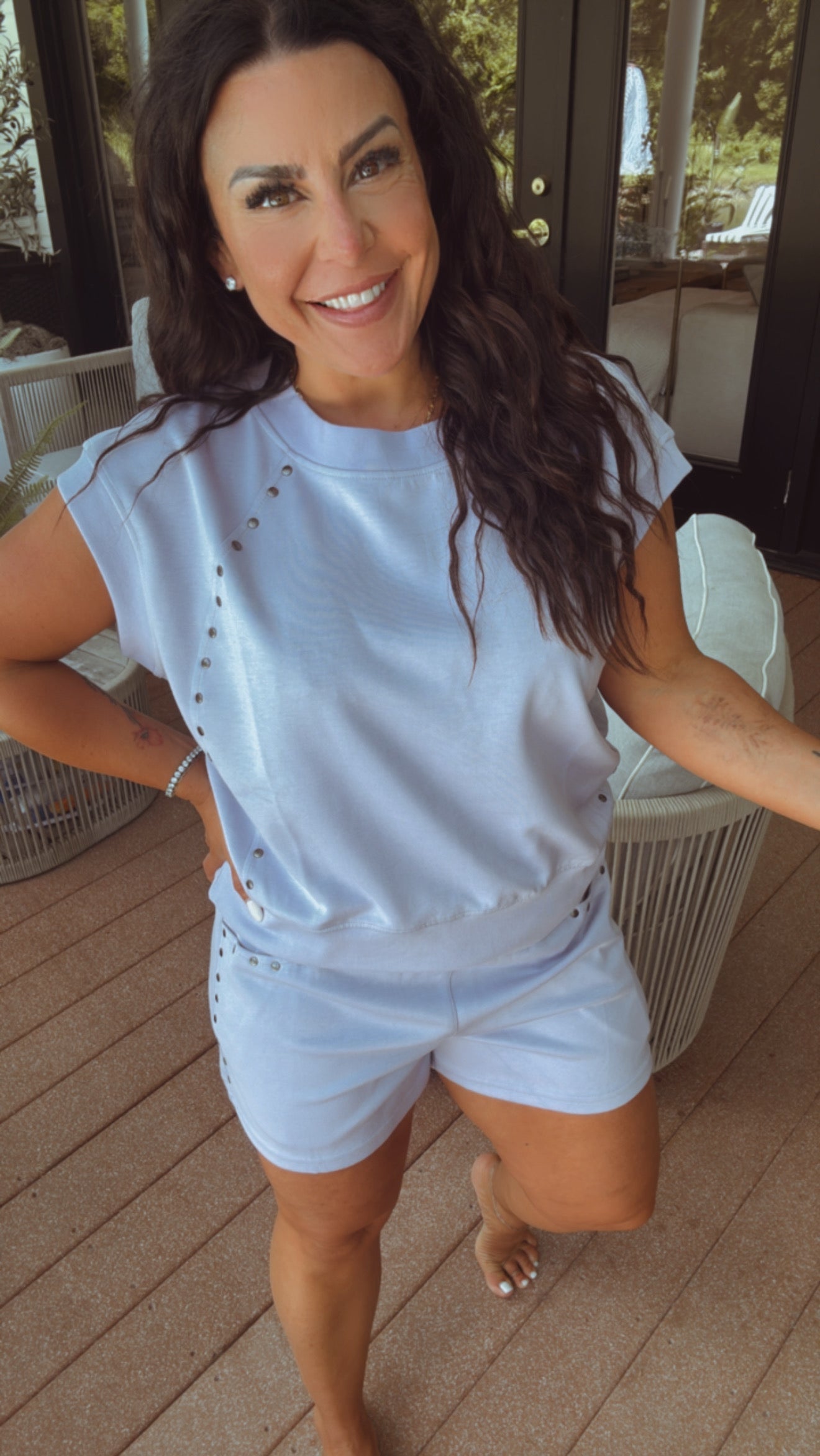 Ultra Soft Lavender Metal Studded Shorts