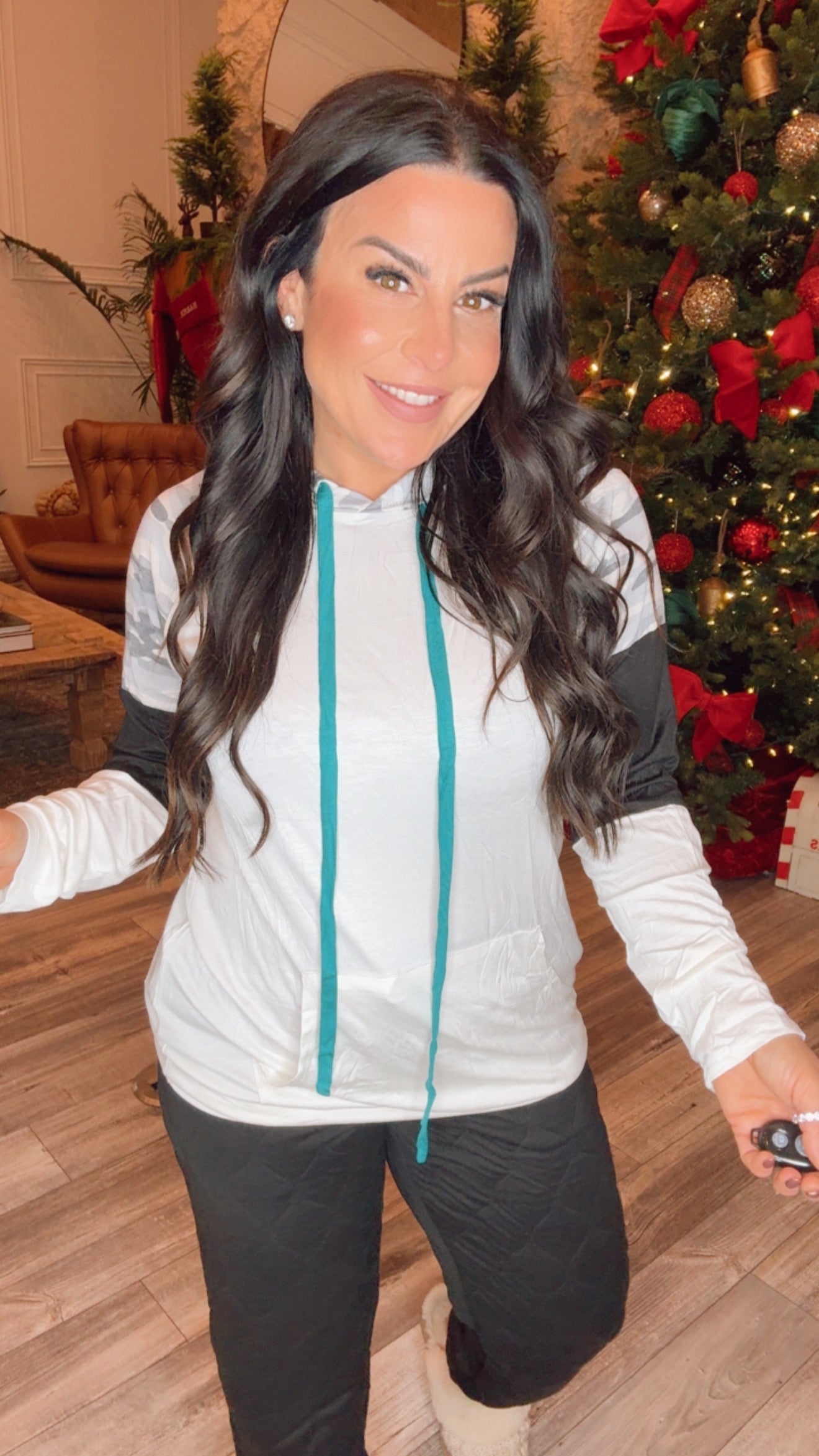 Ultra Soft White Hoodie With Camo