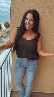 Sassy Black Lace Strap Tank