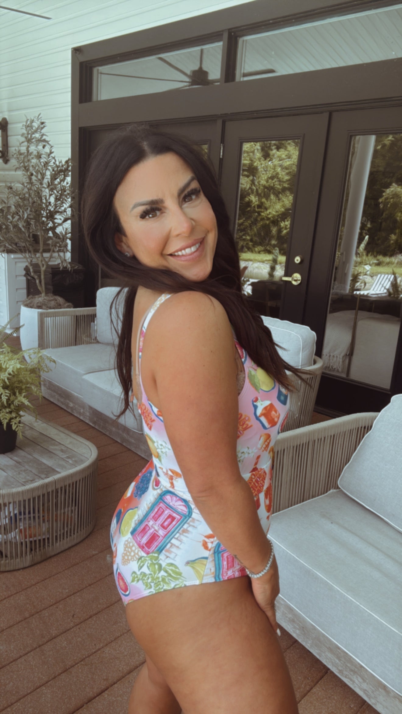 Chic Multicolor Fruit One Piece Bathing Suit