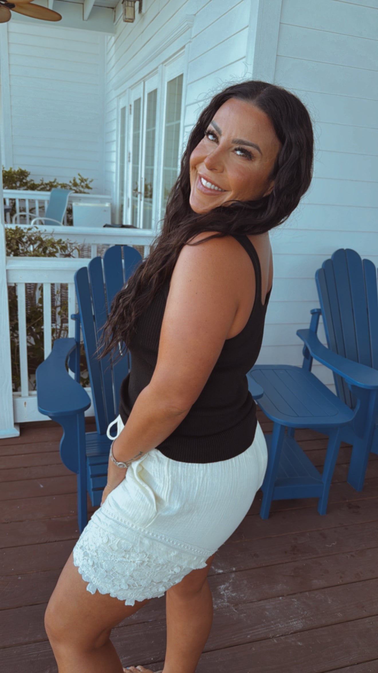 Ivory Lace Textured Shorts