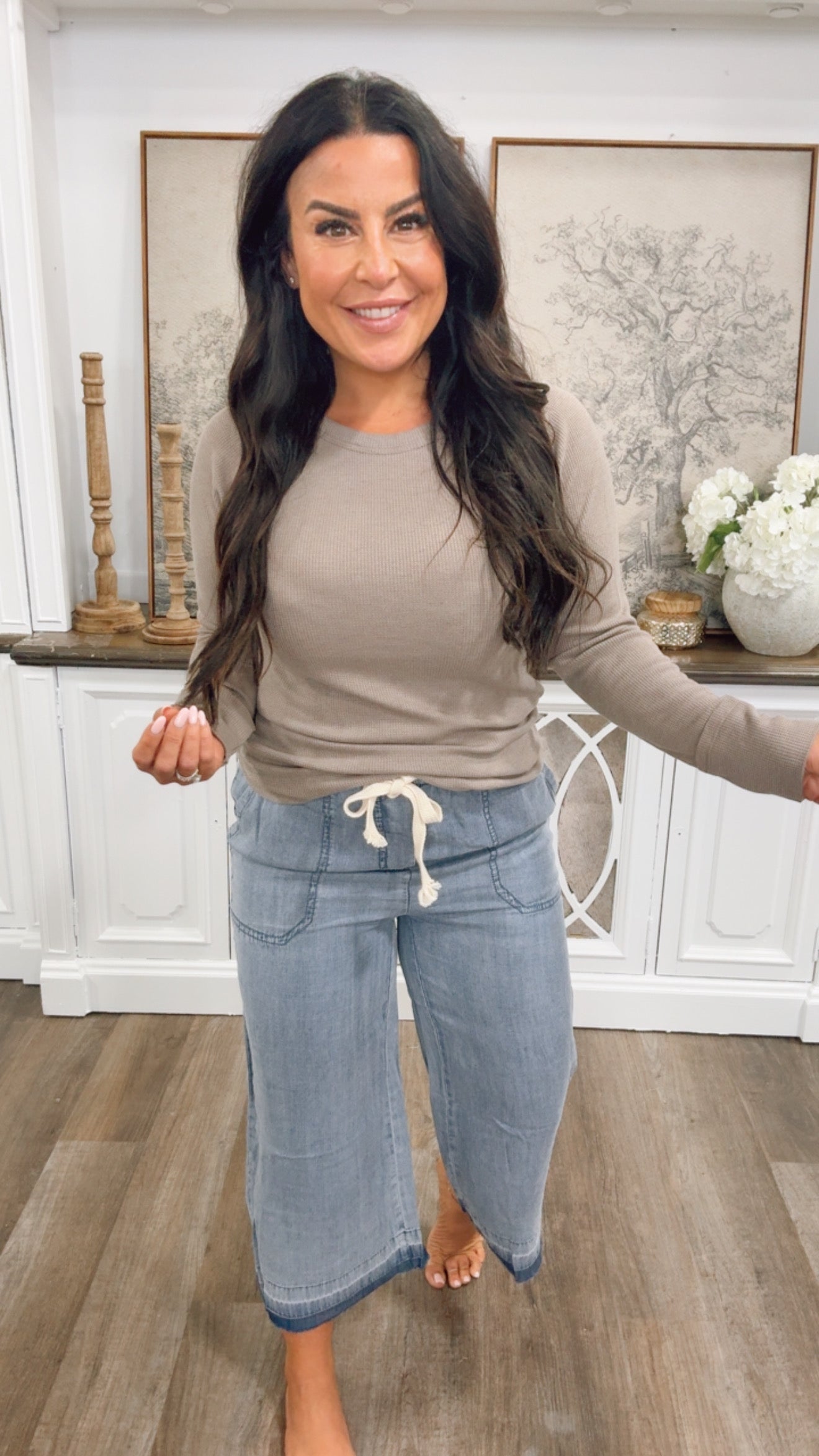 Chic Denim Flowy Loose Fit Joggers