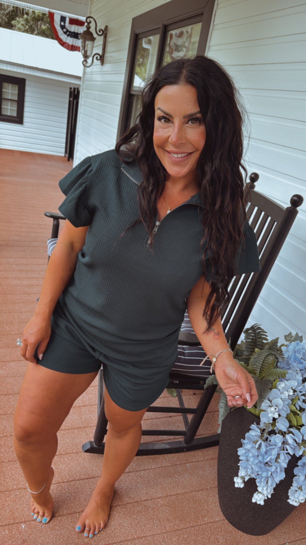 Forest Green Textured Shorts