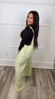 Textured Acid Wash Green Jumper Overalls