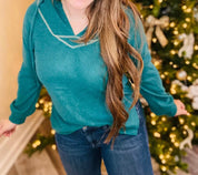 Ultra Soft Vneck Neck Green Sweater Top