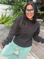 Ultra Soft Black Long Sleeve Crewneck