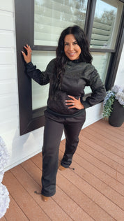 Black Rhinestone Bling Studded Joggers