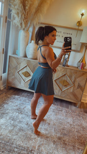 Sassy Dark Teal  Athletic Dress With Shorts