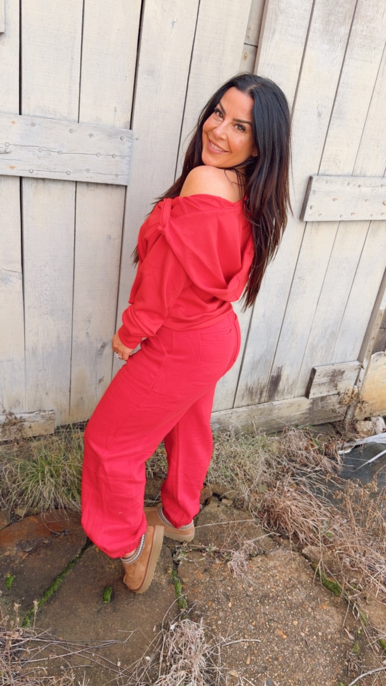 Ultra Soft Rae Mode True Red 1/2 Zip Hoodie