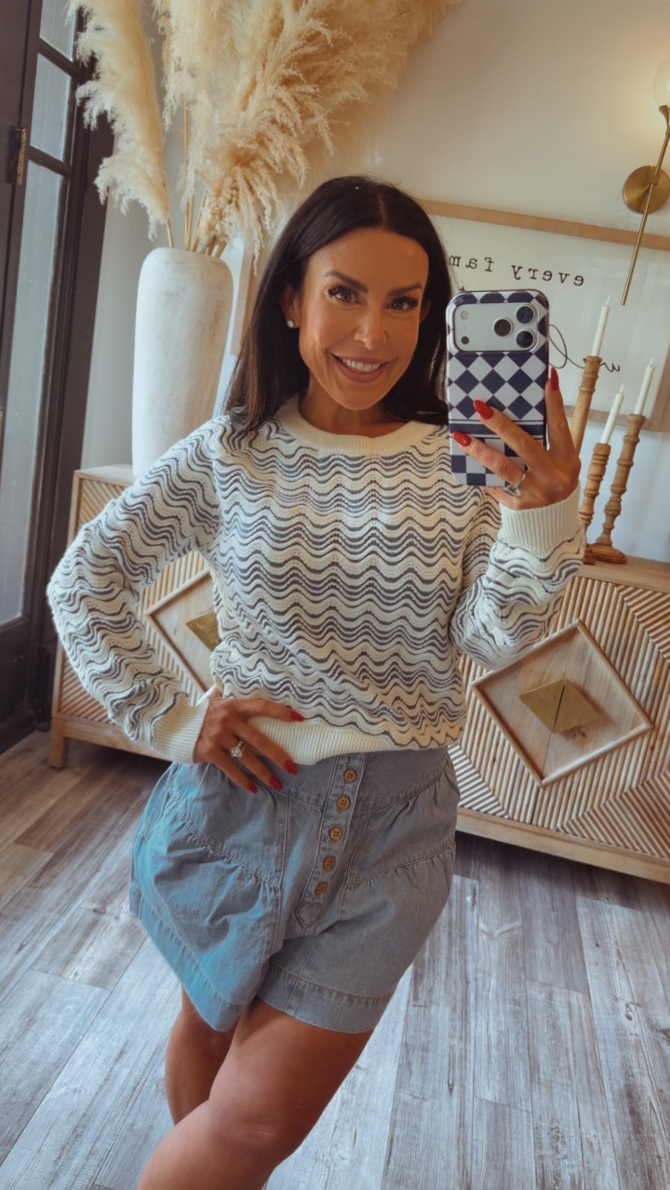Stitch and CO Navy And Beige Knit Sweater Top