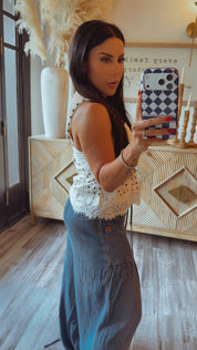 Stitch and CO White and Black Dot Tank